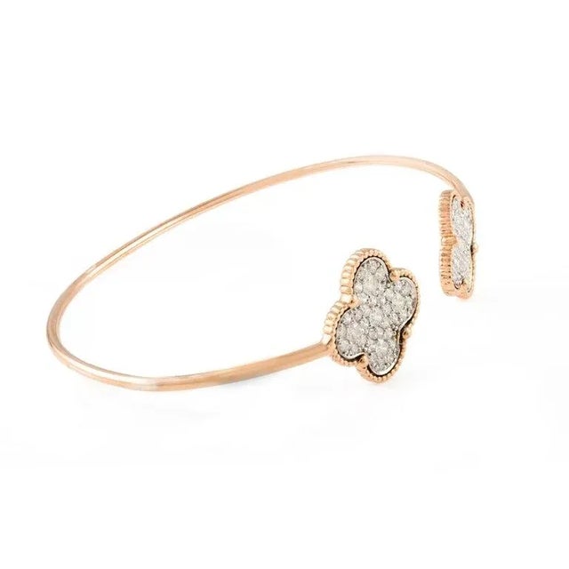 Clover Leaf Diamond Adjustable Cuff Bracelet For Sale In New York - Image 6 of 8