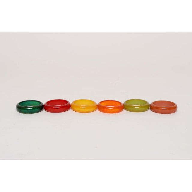 1930s Art Deco Multi-Color Bakelite Napkin Rings - Set of Six For Sale - Image 4 of 16