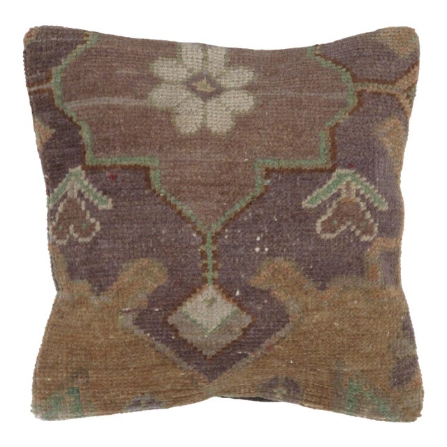 Persian Pillow W/Oushak Rug Fragment - 1'4" X 1'4" For Sale