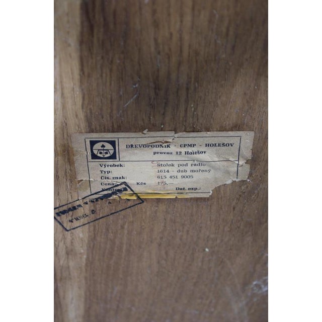 Czechoslovakian Side Table in Oak Finish, 1960s For Sale - Image 12 of 13