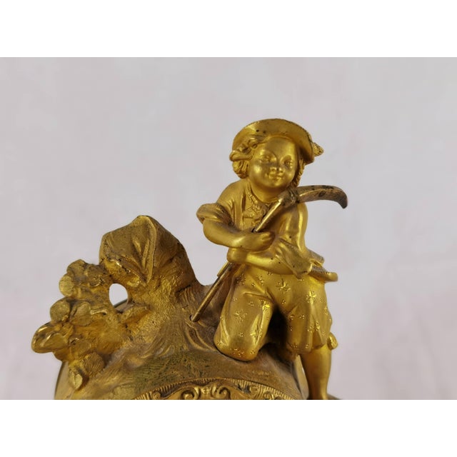 Metal Antique French Mantel Clock by Marti et Cie, 1850 For Sale - Image 7 of 18