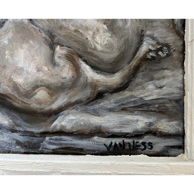 "Sleeping Lady on a Sofa", Contemporary, Figurative Oil Painting, Lucian Freud Repro For Sale In Saint Louis - Image 6 of 6
