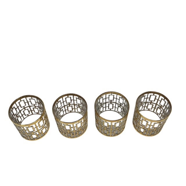 1960s Set of Four Imperial Glass Rocks Glass With 22-Karat Gold in the “Shoji” Design For Sale In Raleigh - Image 6 of 7