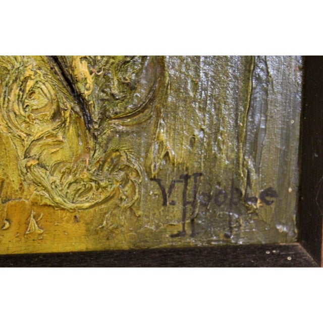 Van Hoople Family Crest Mid Century Modern Textured Painting on Board Framed For Sale - Image 4 of 9