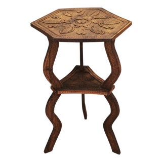 Antique Central European Hand-Carved Beech Side Table, 1890s For Sale