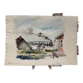Henry Emil Salloch Original Watercolor on Paper La Pointe/Riviere -Du- Loup. Canada, 1957. For Sale