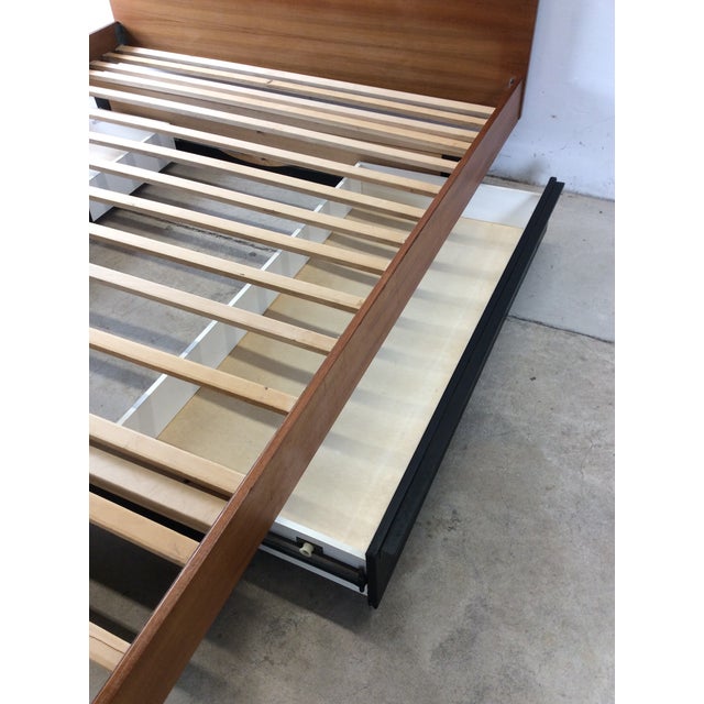 Danish Modern Teak Queen Bed With Two Storage Drawers For Sale - Image 18 of 18