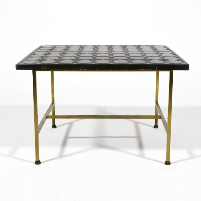 Mid-Century Modern Paul McCobb Brass Side or End Table with Uncommon Textured Top For Sale - Image 3 of 9