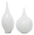 Decorative Modern White Bulbous Art Glass Vessel Vase by Lazy Susan - 2 Pc Set For Sale
