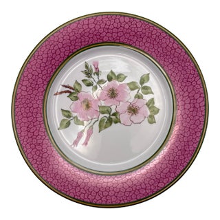 1980s Impressions De Paris Limoges Antioch Red Plate Patrick Frey Floral France For Sale