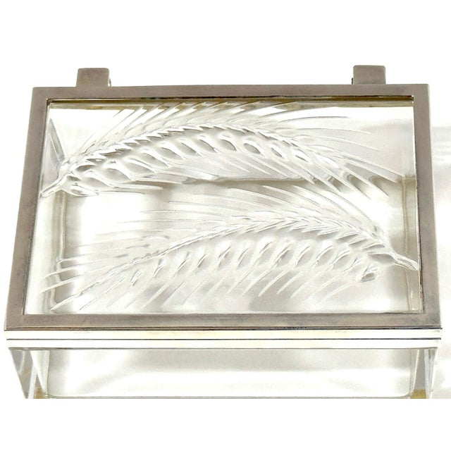 Metal Lalique "Épis" Crystal and Silver-Plated Table Box, France, Circa 1980s For Sale - Image 7 of 14