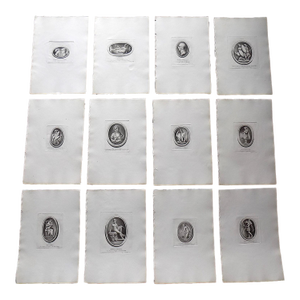 Authentic Antique 18th C. Mythical Figure Quarto Size Copperplate Engravings - Set of 12