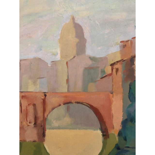 Trevisan, Paysage italien avec pont, Oil on Wood, Framed For Sale - Image 4 of 11