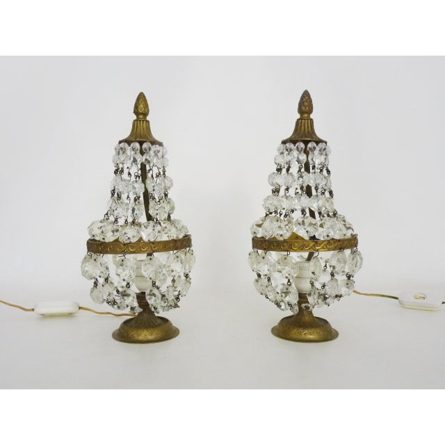 Louis XVI Directoire Style Hot Air Balloon Lamps with Crystal Drops, 1950s, Set of 2 For Sale - Image 9 of 9