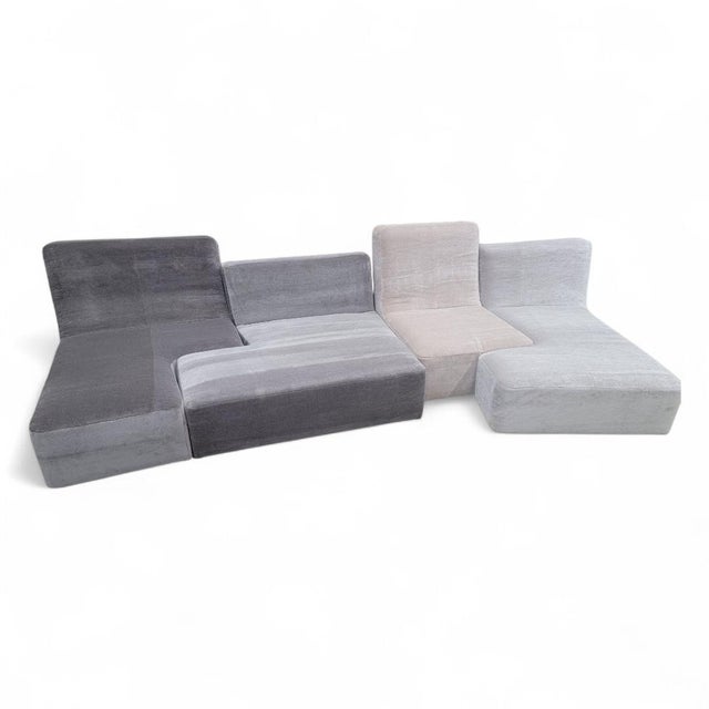 Ligne Roset Confluences by Philippe Nigro, Set of 4 Elements Newly Reupholstered In a Italian Ultra Plush Gray, Taupe &...