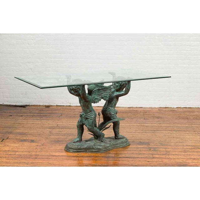 Contemporary 1960s Greco-Roman Style Bronze Double Cherub Table Base For Sale - Image 3 of 10