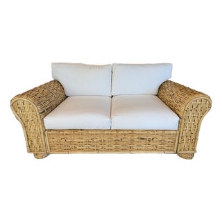 Ralph Lauren Polo Organic Woven Rattan Wicker Coastal Loveseat 20th Century For Sale