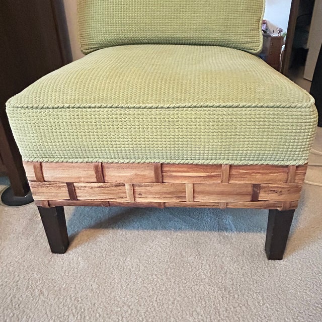 Authentic Palecek armless lounge chair with matching ottoman, featuring the brand's signature use of natural materials and...