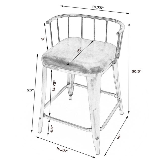 Enhance your kitchen, bar, or work space with this industrial loft 25" counter stool. Featuring a genuine leather...