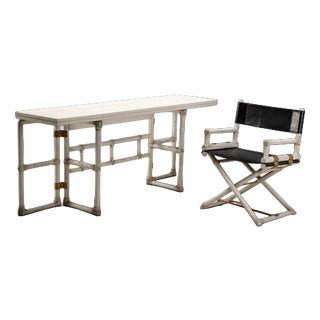 Bleached Wood Console and Chair, 1980s, Set of 2 For Sale
