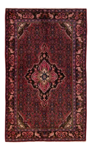Vintage Heriz Handmade Red Medallion Wool Rug