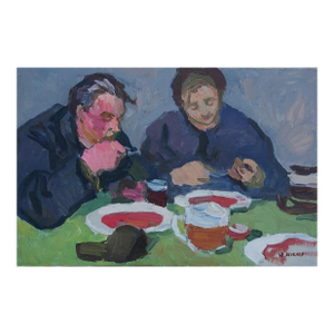 Soviet Era Oil Painting: Ukrainian Family, Socialist Realism Art 39-60