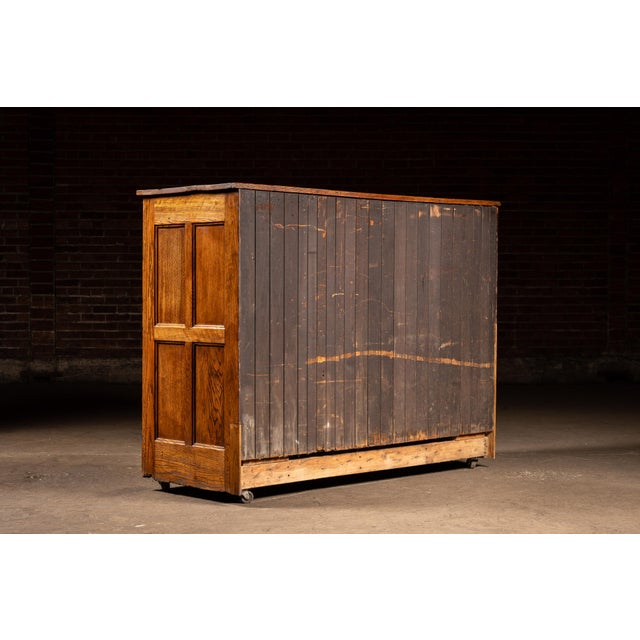 Antique 16-Drawer Quarter-Sawn Oak Rolling Flat File Cabinet For Sale - Image 10 of 10