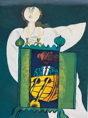Naftali Bezem, Israeli Surrealist Judaica Abstract Lithograph Naftali Bezem
