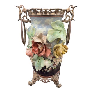 19th C French Barbitone Vase 17” H For Sale