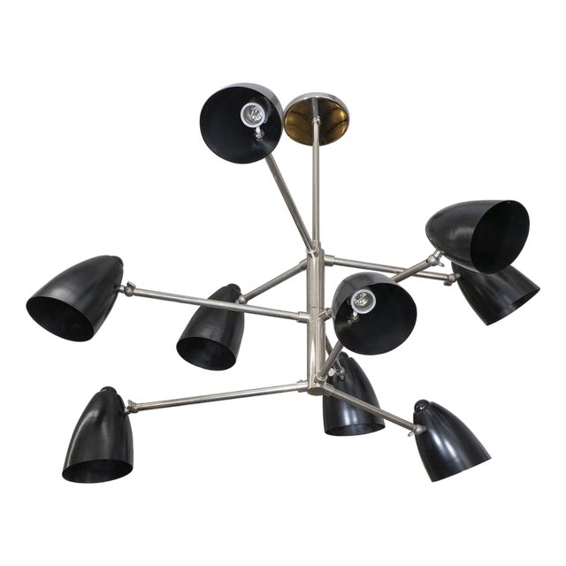 Sputnik style chandelier with bullet shades For Sale