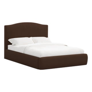 Camille Chocolate Linen Blend Platform Bed, King For Sale