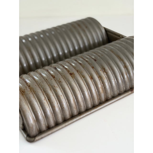 Vintage Commercial Double Loaf Ribbed Bread Pan For Sale - Image 9 of 15