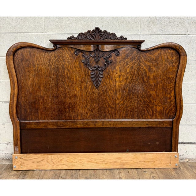 This is a stunning vintage French Rococo Louis XV style tiger oak headboard that could be used as a Queen or a Full....