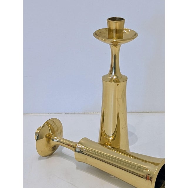 Brass Pair of Vintage Brass Dansk Candleholders by Jens Quistgaard – Mid-Century Danish Modern For Sale - Image 8 of 12