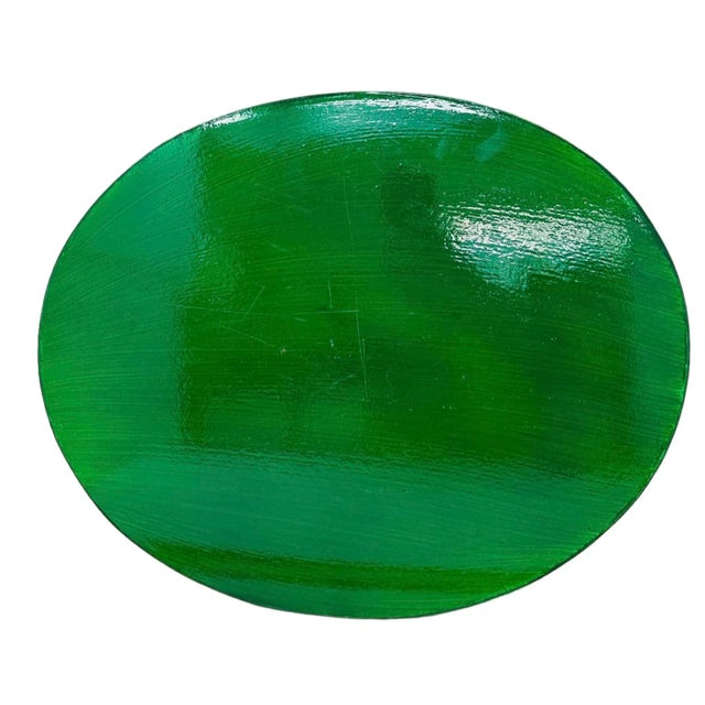 Vintage Colorful Hand-Painted Hibiscus Wood Tray For Sale - Image 9 of 9