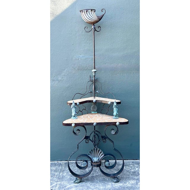 Vintage Boho Artisan Wrought Iron Corner Table For Sale - Image 9 of 12