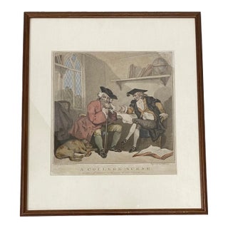 Edward Williams "A College Scene" After Thomas Rowlandson Color Engraving C.1787 For Sale