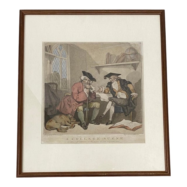 Edward Williams "A College Scene" After Thomas Rowlandson Color Engraving C.1787 For Sale