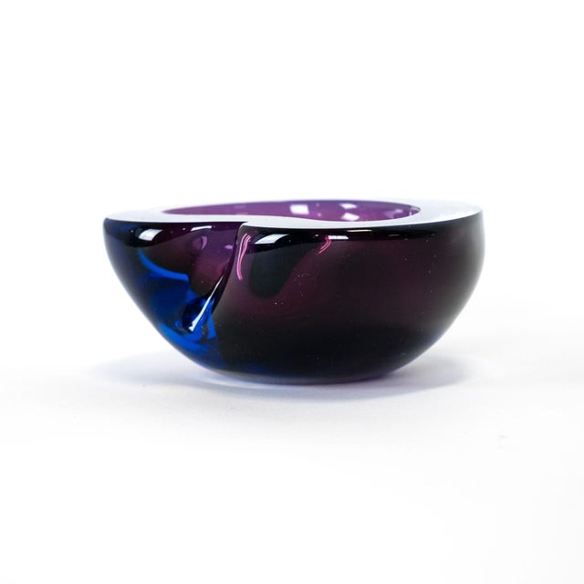 1960s Italian Murano Style Art Glass Blue & Purple Bowl For Sale - Image 4 of 10