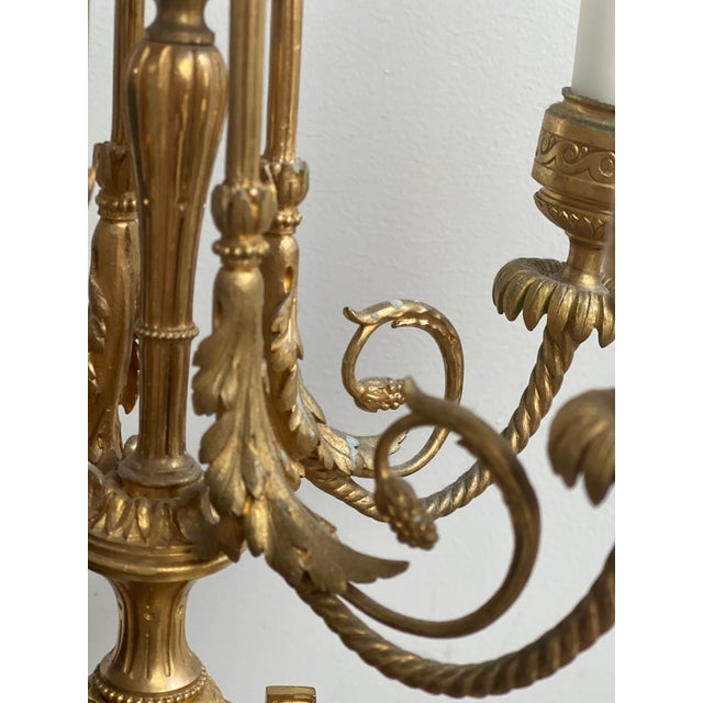 French 19th Century Gold Gilded Over Bronze Candelabras - a Pair For Sale - Image 4 of 9