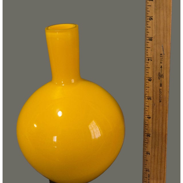 Mid-Century Modern Vintage Mid-Century-Modern Hand Blown Cased Art Glass Orange Vase For Sale - Image 3 of 3