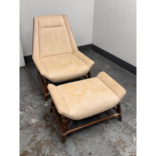 McGuire Furniture Tansen Lounge Chair + Ottoman For Sale - Image 9 of 12