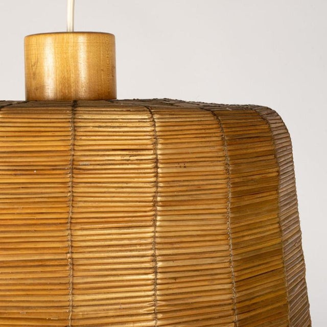 Wood Interwoven Wicker Chandelier, 1970s For Sale - Image 7 of 8