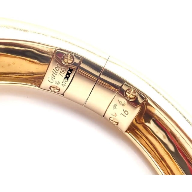 Metal Cartier Panther Panthere Tavorite Onyx Yellow Gold Size 16 Bangle Bracelet For Sale - Image 7 of 13