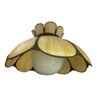 Vintage Mid-Century Modern Tiffany Styled Hanging Swag Lamp For Sale