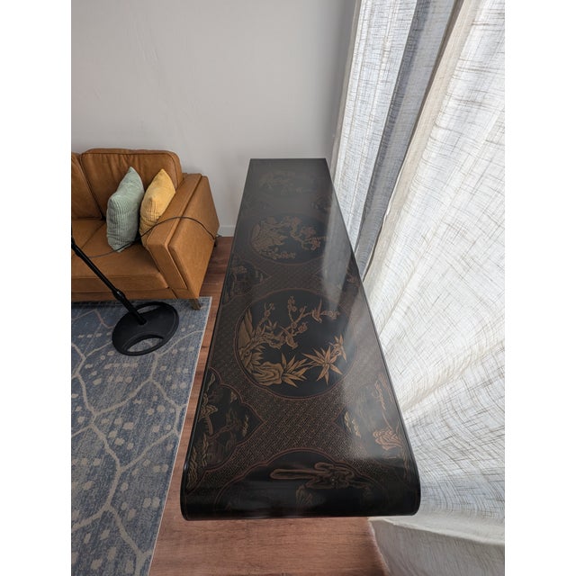 Asian Vintage Drexel Heritage Ming Treasures Console Table – Hand-Painted Birds & Flowers For Sale - Image 3 of 14