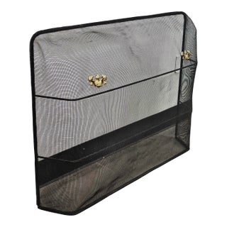 20th Century Neoclassical Large Wire Mesh and Brass Fireplace Screen For Sale