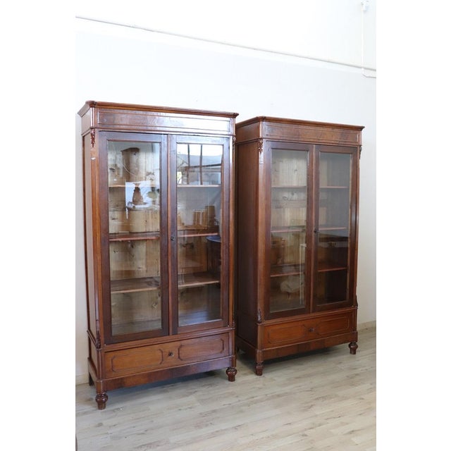 Antique Walnut Bookcases, 1800s, Set of 2 For Sale - Image 17 of 18