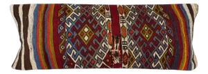 12"x35" Vintage Kilim Cushion Cover. Hand-Woven Pillowcase. Lumbar Pillow Cover