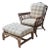 1970s Lane Venture Stick Wicker Rattan Arm Chair & Ottoman, Set of 2 For Sale